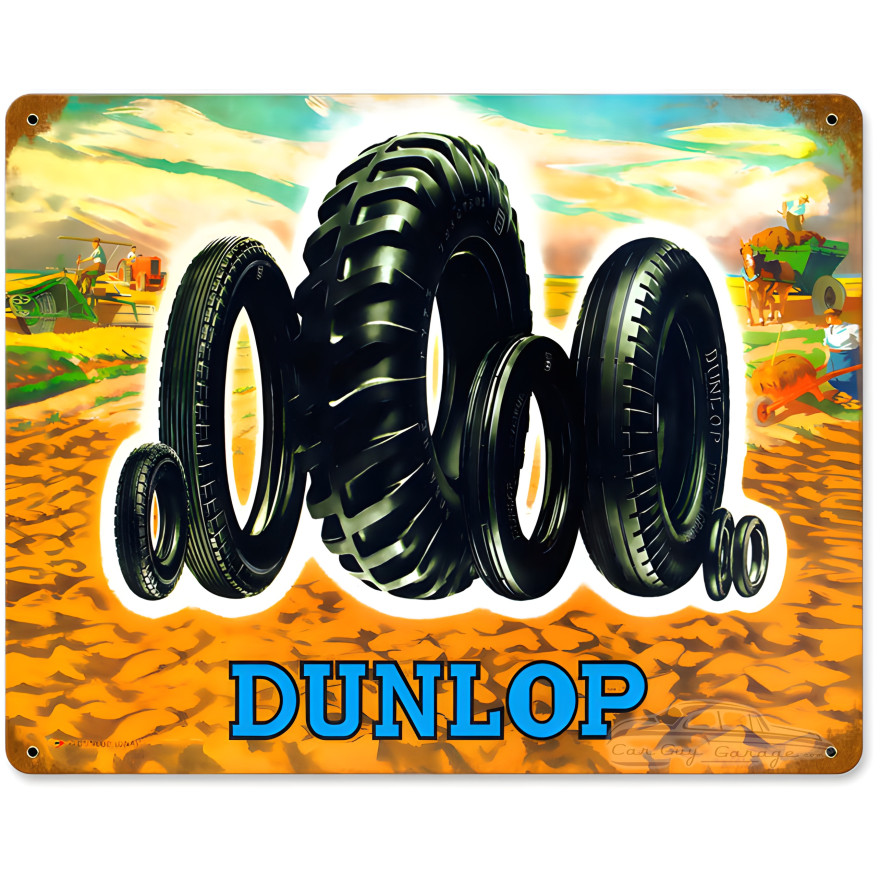 Dunlop Tire Family Metal Sign - 15" x 12"