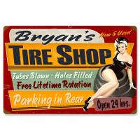 Personalized Tire Shop Metal Sign - 24" x 16"