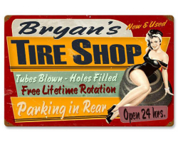 Personalized Tire Shop Metal Sign - 24" x 16"