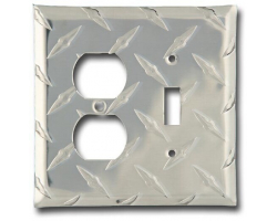 Toggle Outlet Combo Diamond Plate Wall Plate