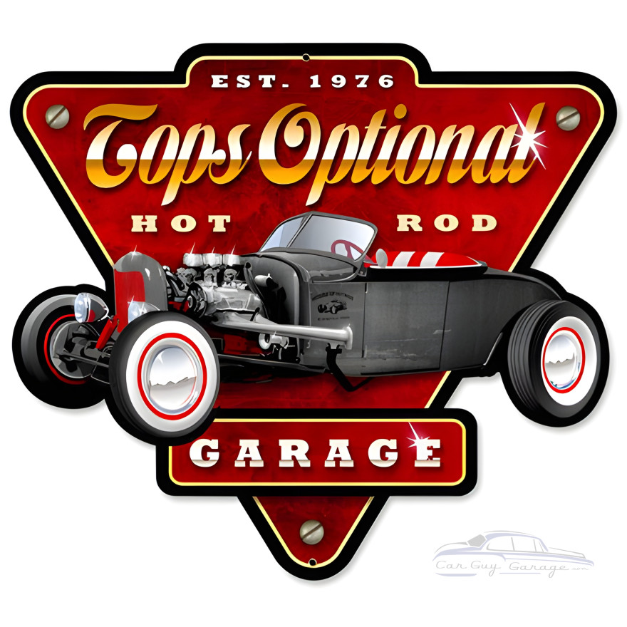 Tops Optional Hot Rod Garage Metal Sign - 15" x 14"