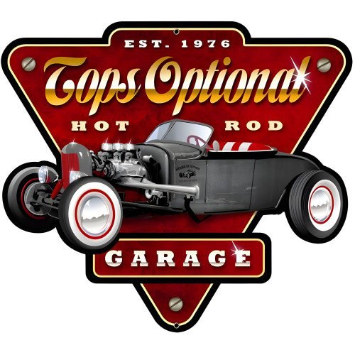 Tops Optional Hot Rod Garage Metal Sign - 24" x 21"