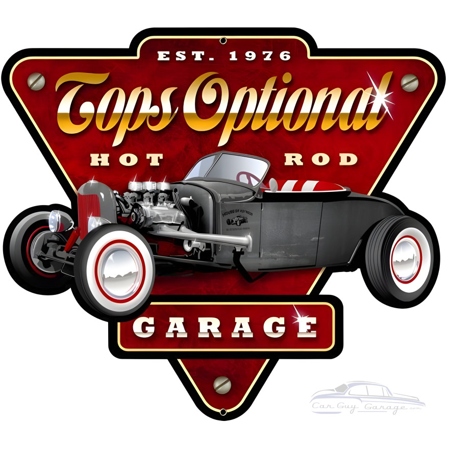 Tops Optional Hot Rod Garage Metal Sign - 24" x 21"