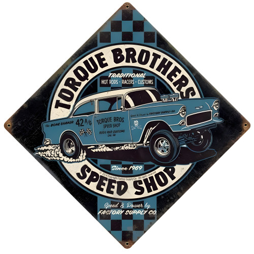 Torque Bros Speedshop Metal Sign - 12" x 12"