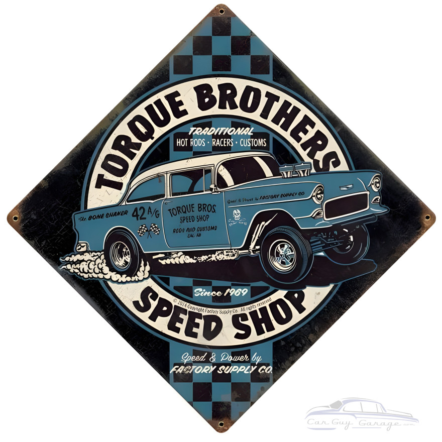 Torque Bros Speedshop Metal Sign - 12" x 12"