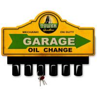 Tower Gasoline Key Hanger Metal Sign - 14" x 10"