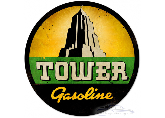 Tower Gasoline Metal Sign - 14" Round