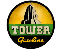 Tower Gasoline Metal Sign - 28" Round