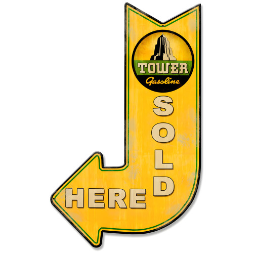 Tower Sold Here Arrow Metal Sign - 15" x 24"