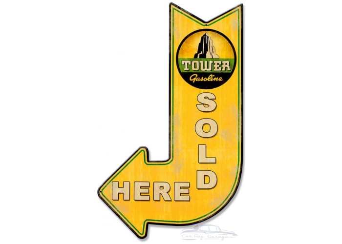 Tower Sold Here Arrow Metal Sign - 15" x 24"