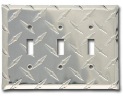 Triple Toggle Diamond Plate Wall Plate