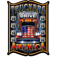 Truckers Drive America Metal Sign - 24" x 33"