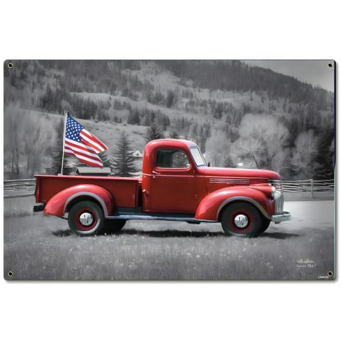 Truck Flag Metal Sign - 24" x 16"