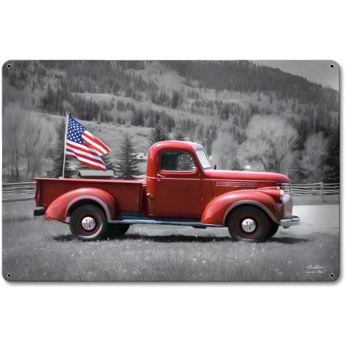 Truck Flag Metal Sign - 18" x 12"