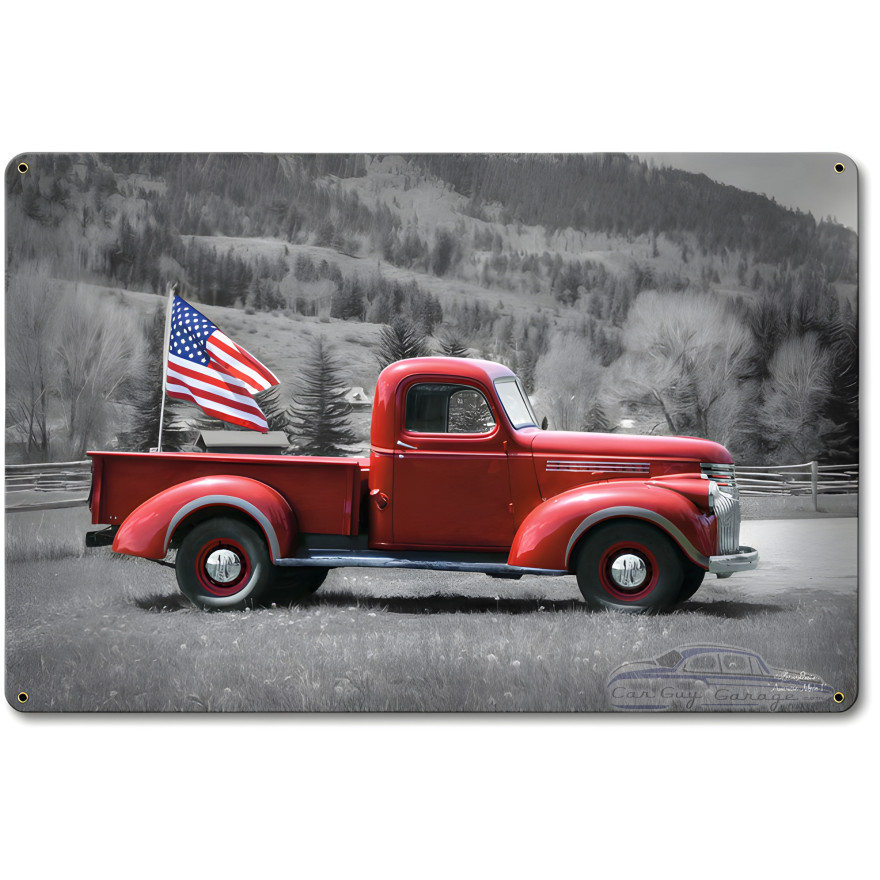 Truck Flag Metal Sign - 18" x 12"