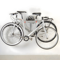 Two-Bike Folding Wall Rack with Shelf - Horizontal Garage Storage