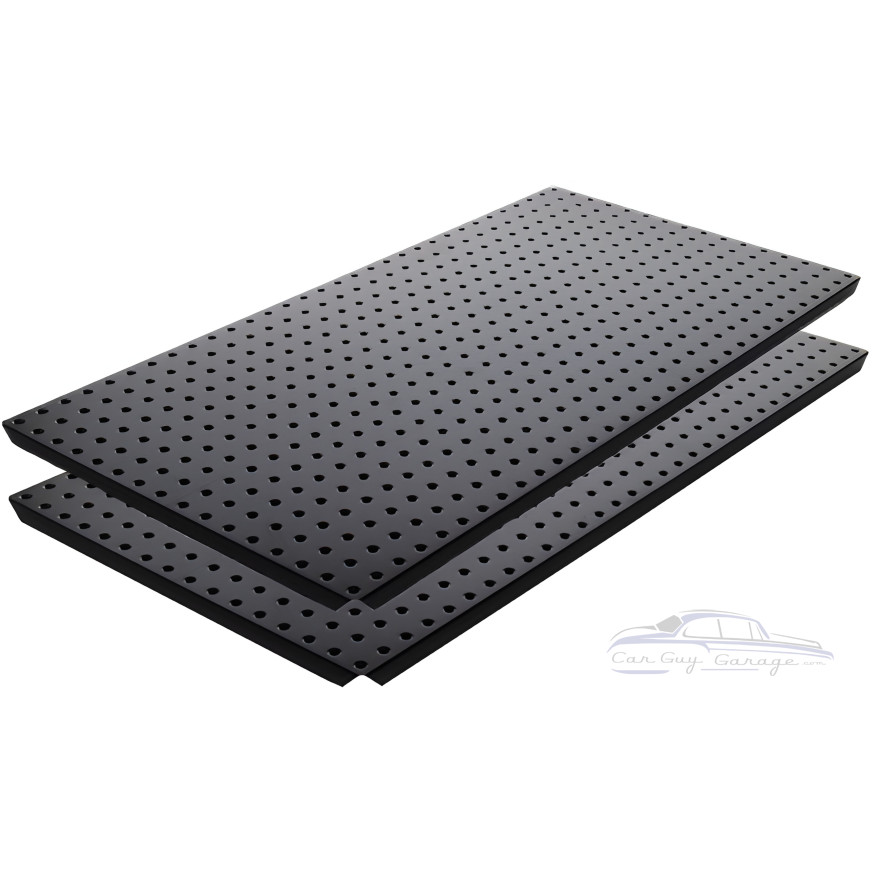 Two Black Powdercoated 16" x 32" Metal Pegboard Two Black Powdercoated 16" x 32" Metal Pegboard