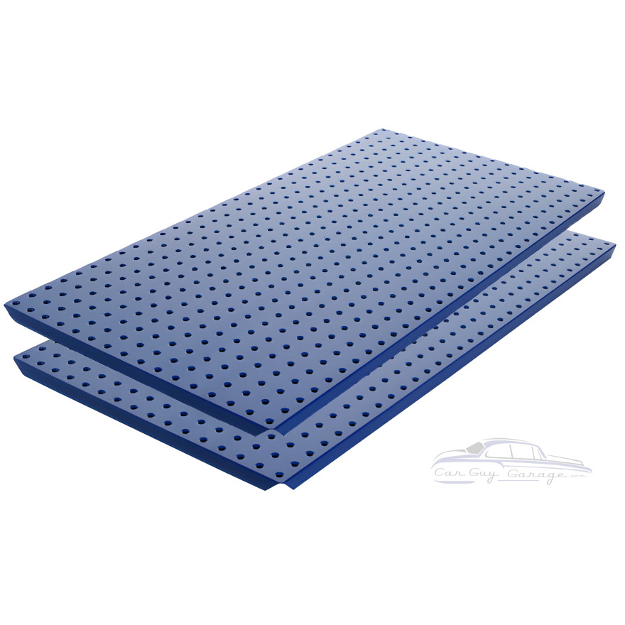 Two Blue Powdercoated 16" x 32" Metal Pegboard Two Blue Powdercoated 16" x 32" Metal Pegboard