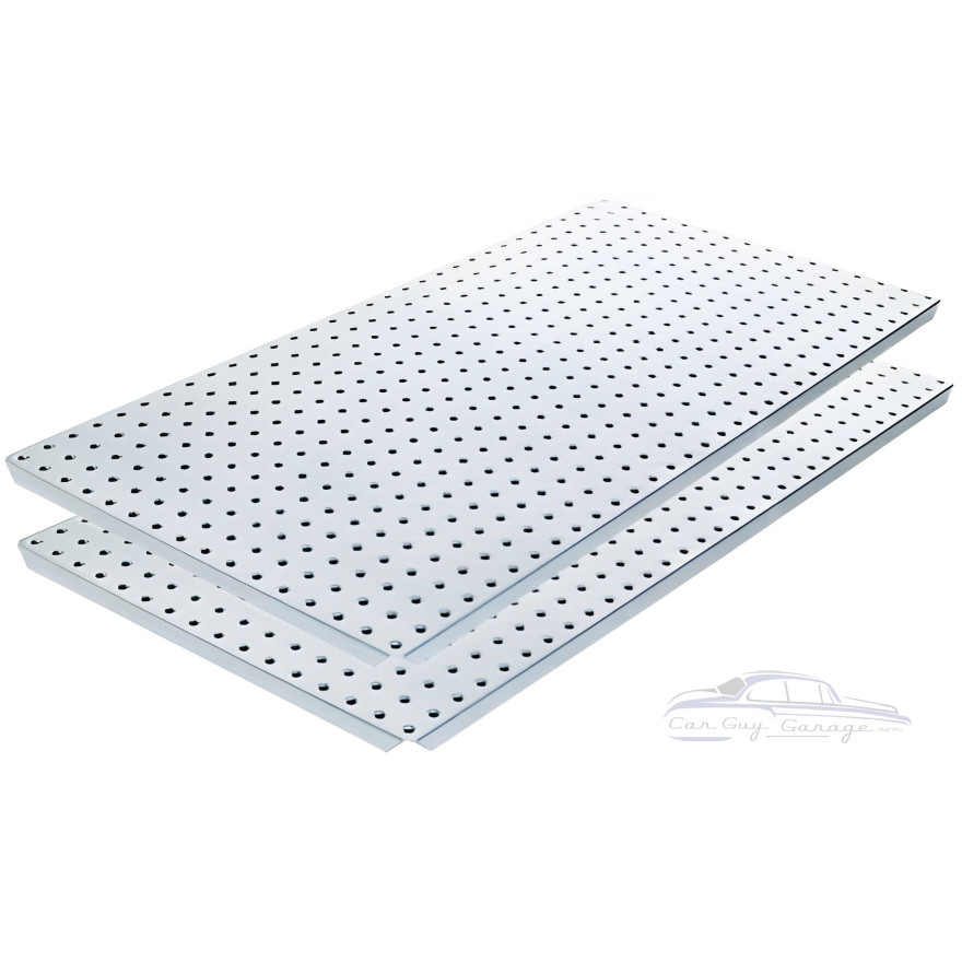 Two Silver Powdercoated 16" x 32" Metal Pegboard Two Silver Powdercoated 16" x 32" Metal Pegboard