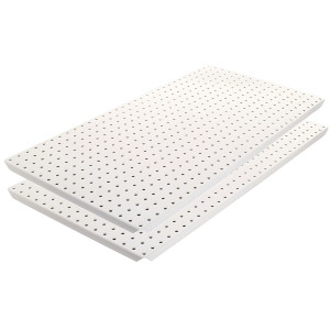 White Steel Metal Pegboard Panels, 2-Pack, 16x32 in, Wall-Mount