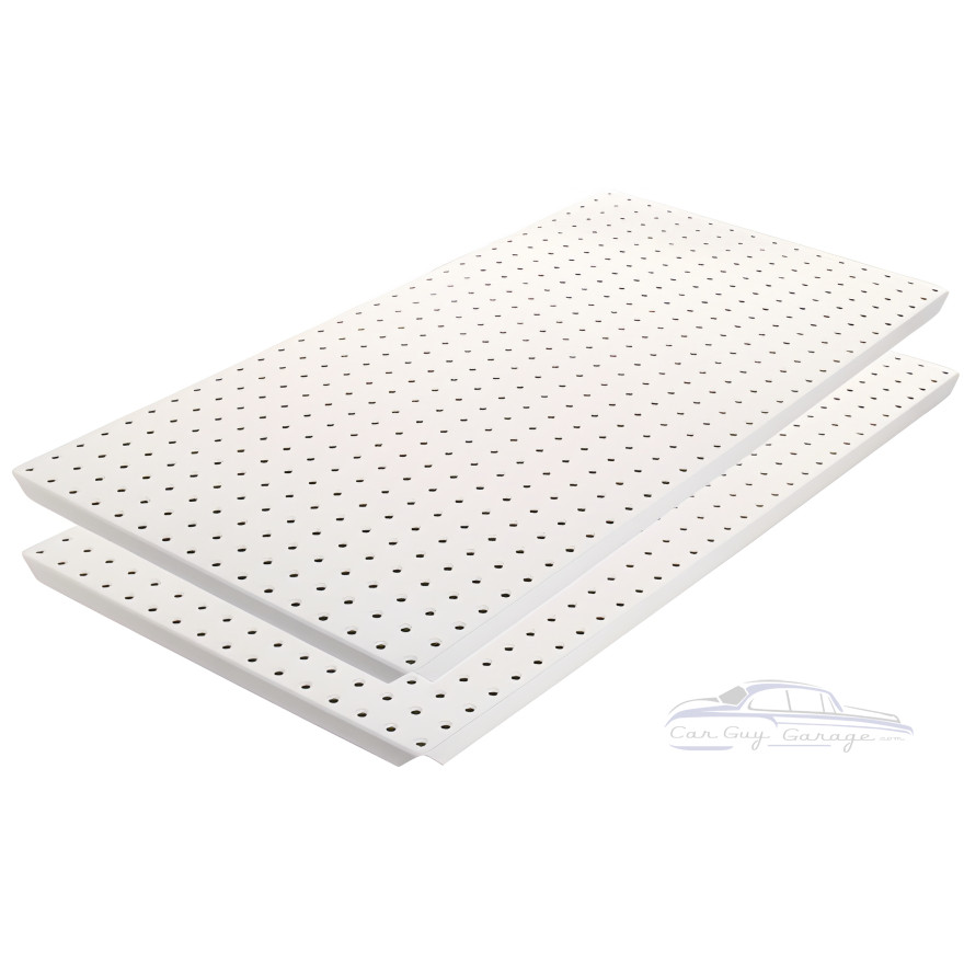 Two White Powdercoated 16" x 32" Metal Pegboard Two White Powdercoated 16" x 32" Metal Pegboard