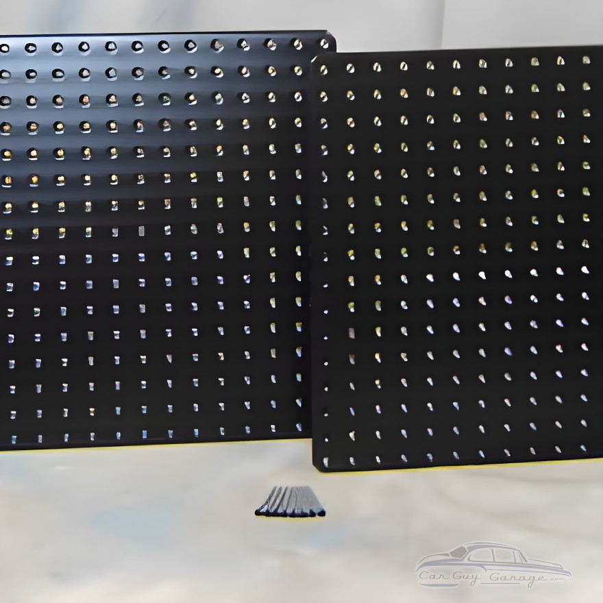 Two 16" x 16" Powdercoated Metal Pegboards Two 16" x 16" Powdercoated Metal Pegboards