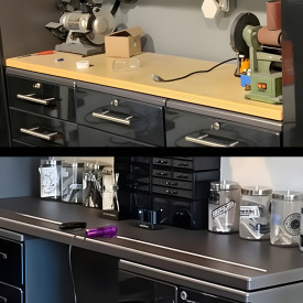 Bamboo vs. Grey Laminated Worktop: Which Is Best for Your Ulti-Mate Garage Cabinets?