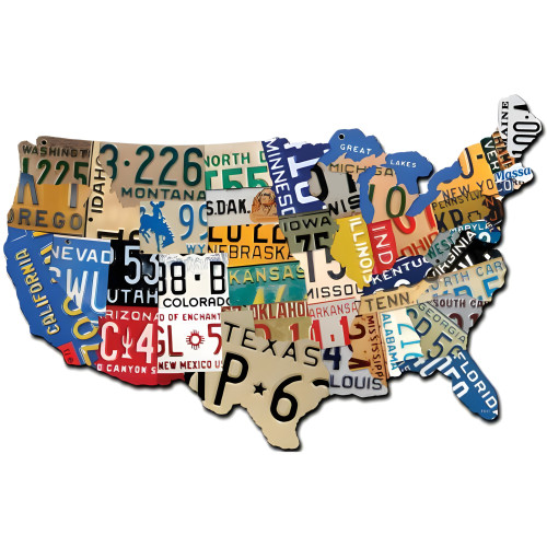 USA License Plate Metal Sign - 19" x 13"