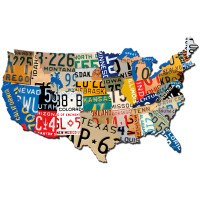 USA License Plate Metal Sign - 15" x 15"