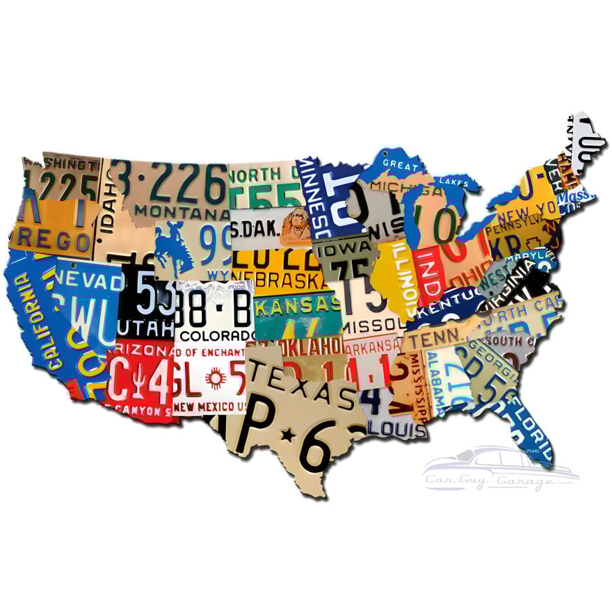 USA License Plate Metal Sign - 15" x 15"
