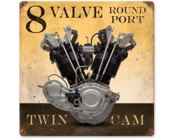 Classic Motorcycle 8 Valve Round Port Vintage Metal Sign - 12" x 12"