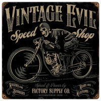 Vintage Evil Metal Sign - 12" x 12"