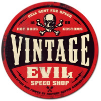 Ve002 Red Round Metal Sign - 14" Round