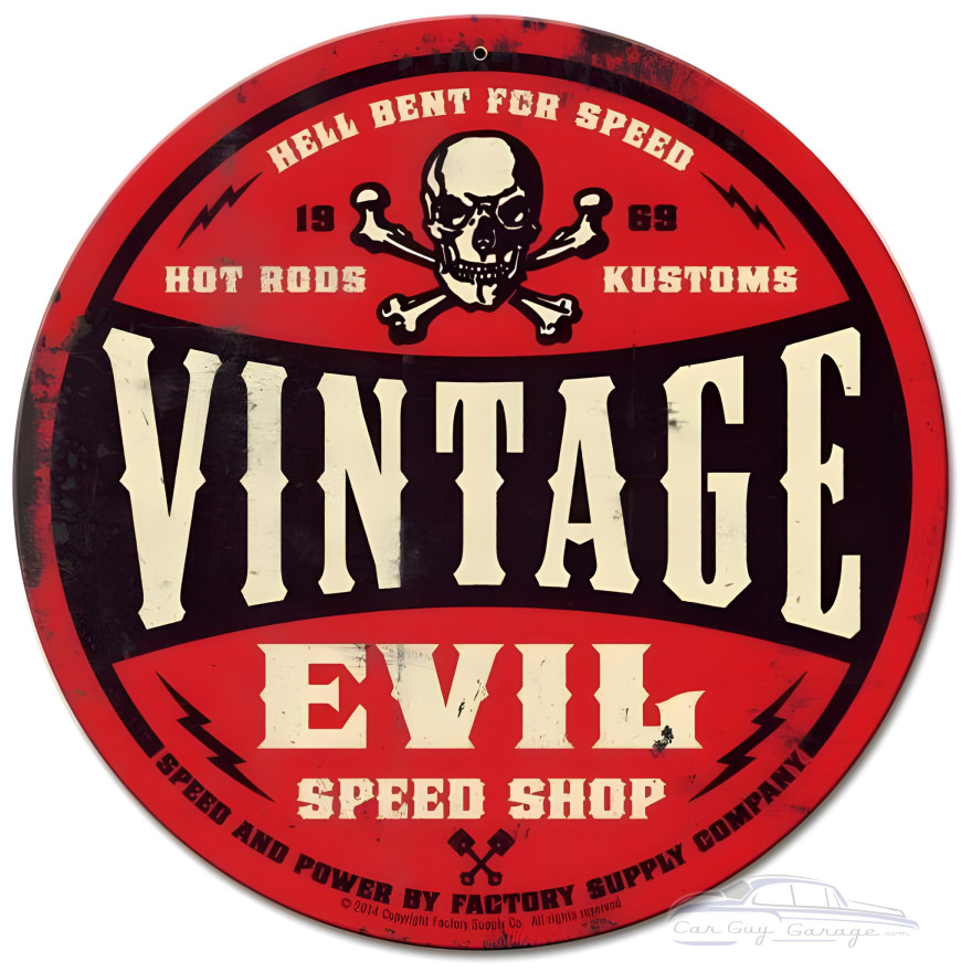 Ve002 Red Round Metal Sign - 14" Round