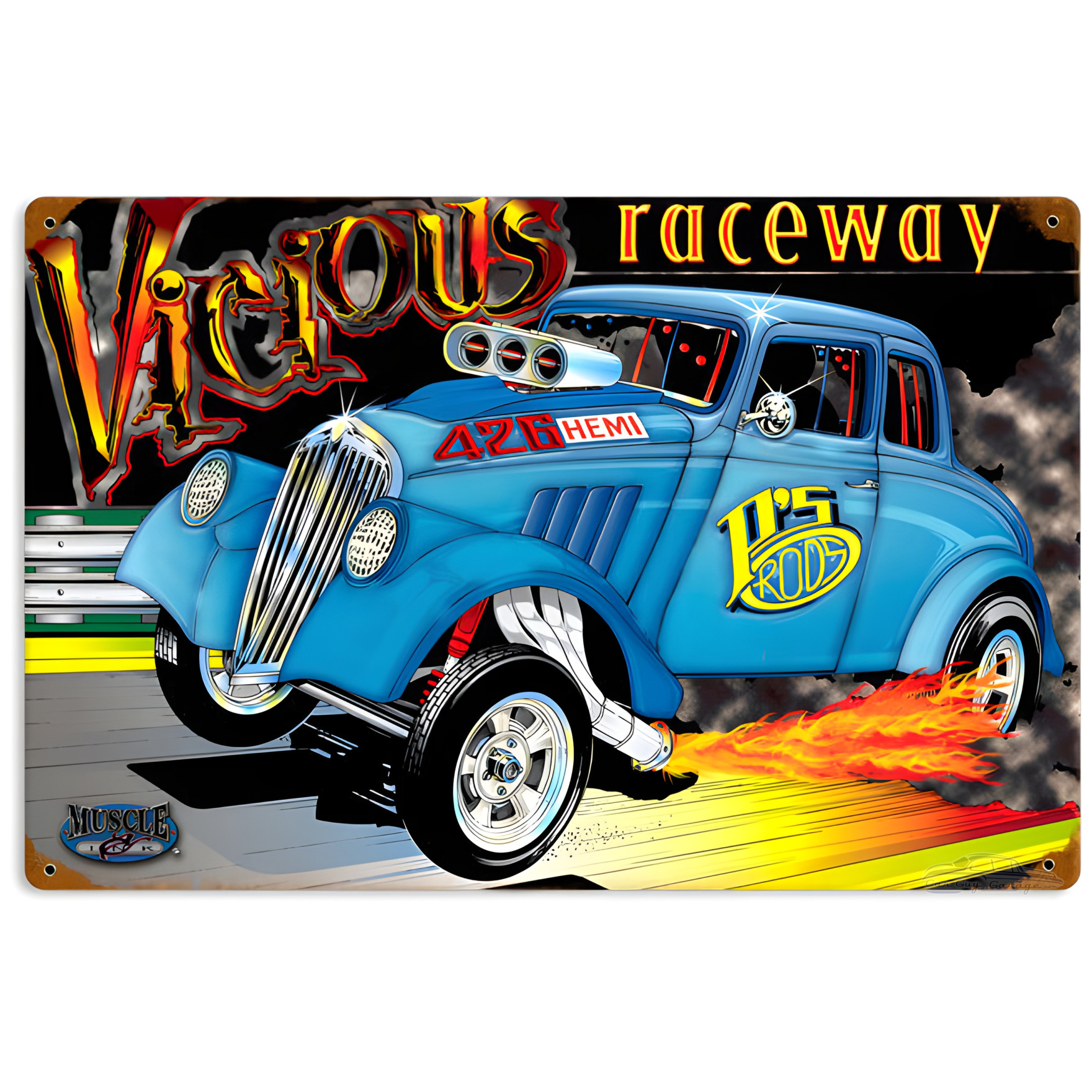 Vicious Raceway Metal Sign - Vintage Style, 18