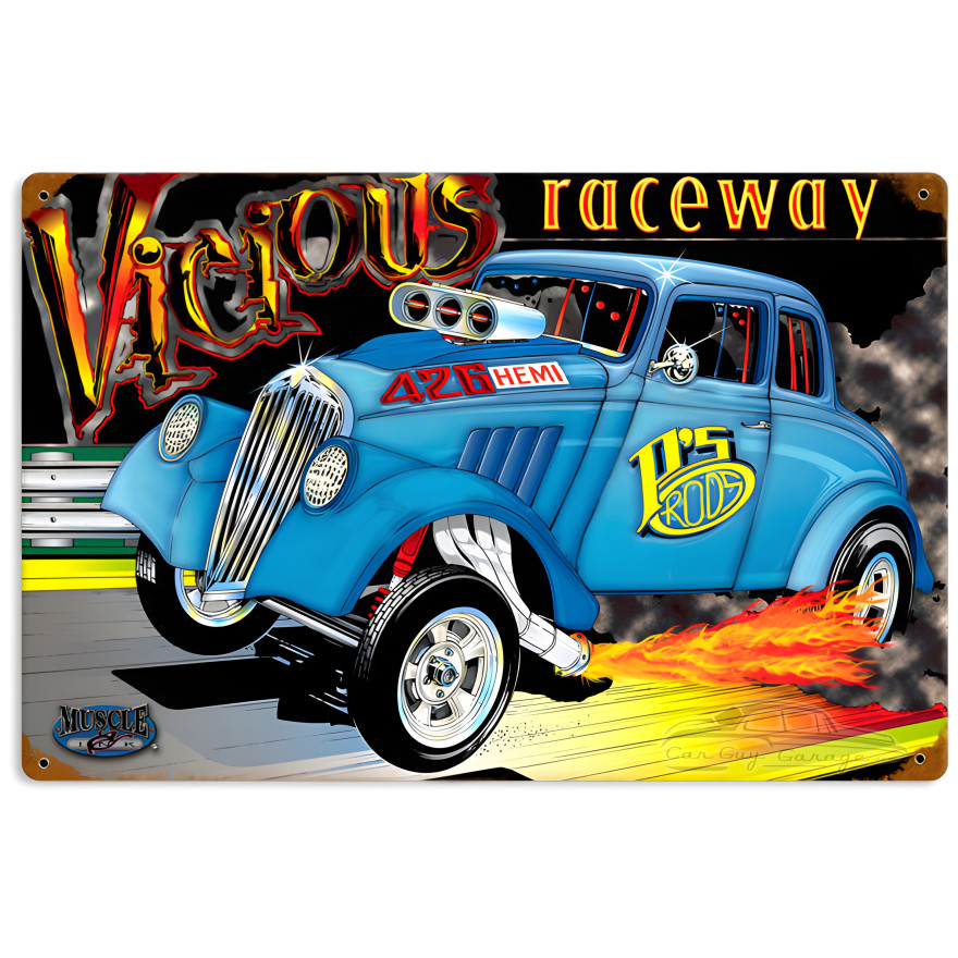 Vicious Raceway Metal Sign - 18" x 12"