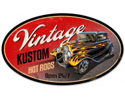 Vintage Kustom Hot Rods Metal Sign - 24" x 14"