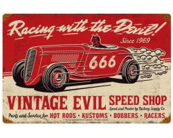 Evil Racing Devil Metal Sign - 18" x 12"