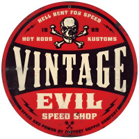 Evil Red Skull Metal Sign - 28" Round