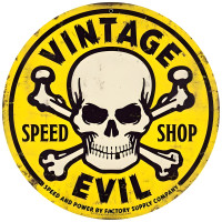 Evil Yellow Skull Metal Sign - 28" Round
