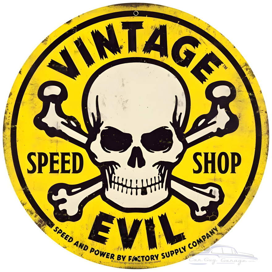 Evil Yellow Skull Metal Sign - 28" Round