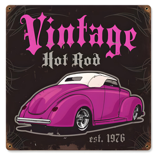Hot Rod Metal Sign - 12" x 12"