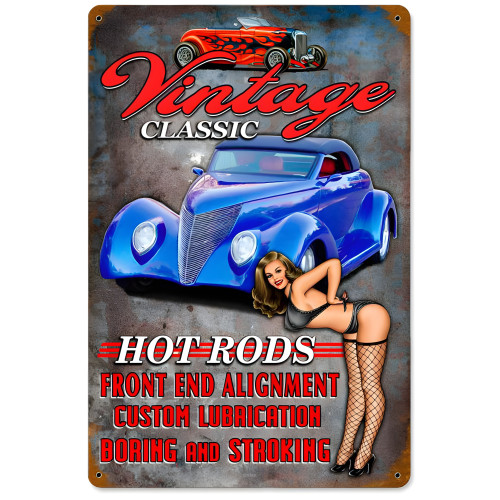 Hot Rods Metal Sign - 12" x 18"