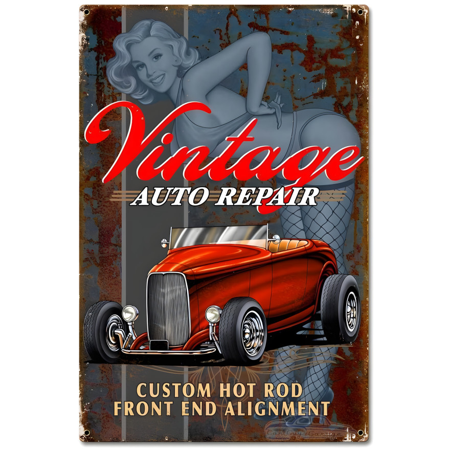 Vintage Auto Repair Metal Sign - 16" x 24"