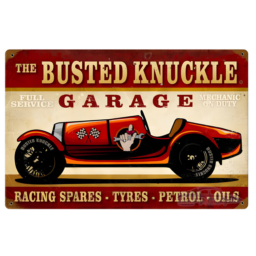 Race Car Metal Sign - 18" x 12"