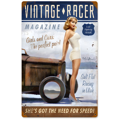 Racer Metal Sign - 12" x 18"