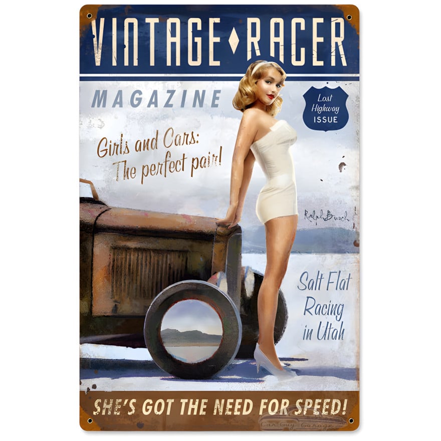 Racer Metal Sign - 12" x 18"