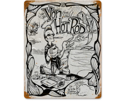 Von Hot Rod Cartoon Metal Sign - 11" x 14"