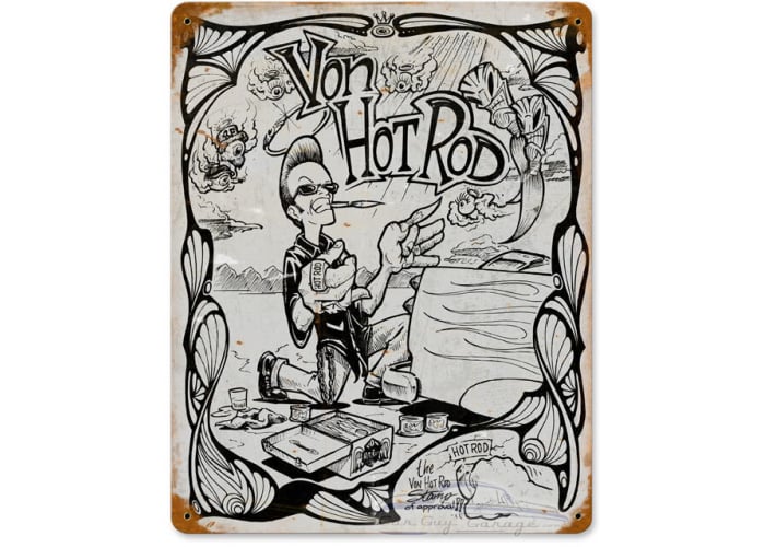 Von Hot Rod Cartoon Metal Sign - 11" x 14"
