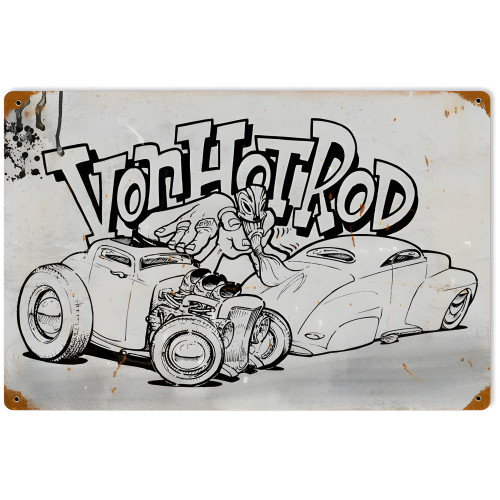 Von Hot Rod Kustom Metal Sign - 18" x 12"
